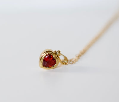 Small Red Heart Gold Filled Necklace