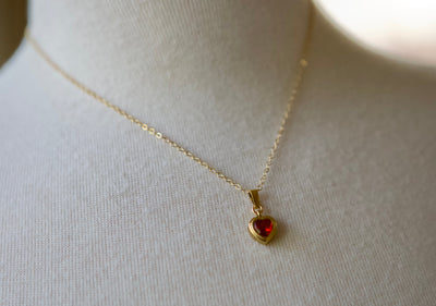 Small Red Heart Gold Filled Necklace