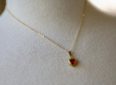 Small Red Heart Gold Filled Necklace