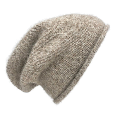 Beige Alpaca Knit Beanie