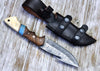 Damascus Hunting Knife Rosewood & Bone Handle