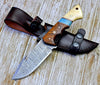 Damascus Hunting Knife Rosewood & Bone Handle