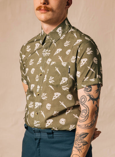 Pizza Slayer Men's Button-Up